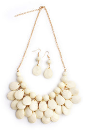 Natural Teardrop Bubble Bib Necklace and Earring Set - Pack of 6